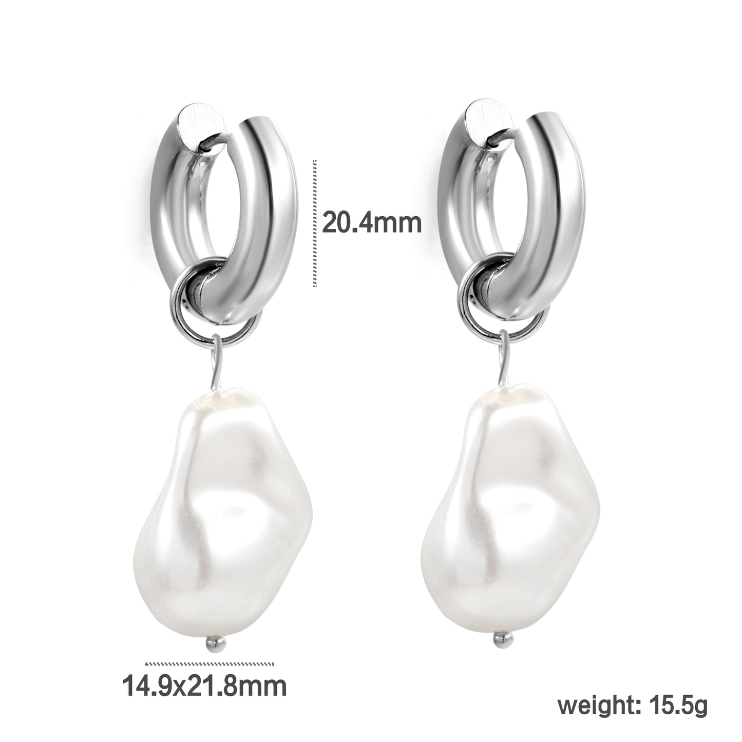 Wholesale Stainless Steel Circle with Shaped White Pearl Earrings