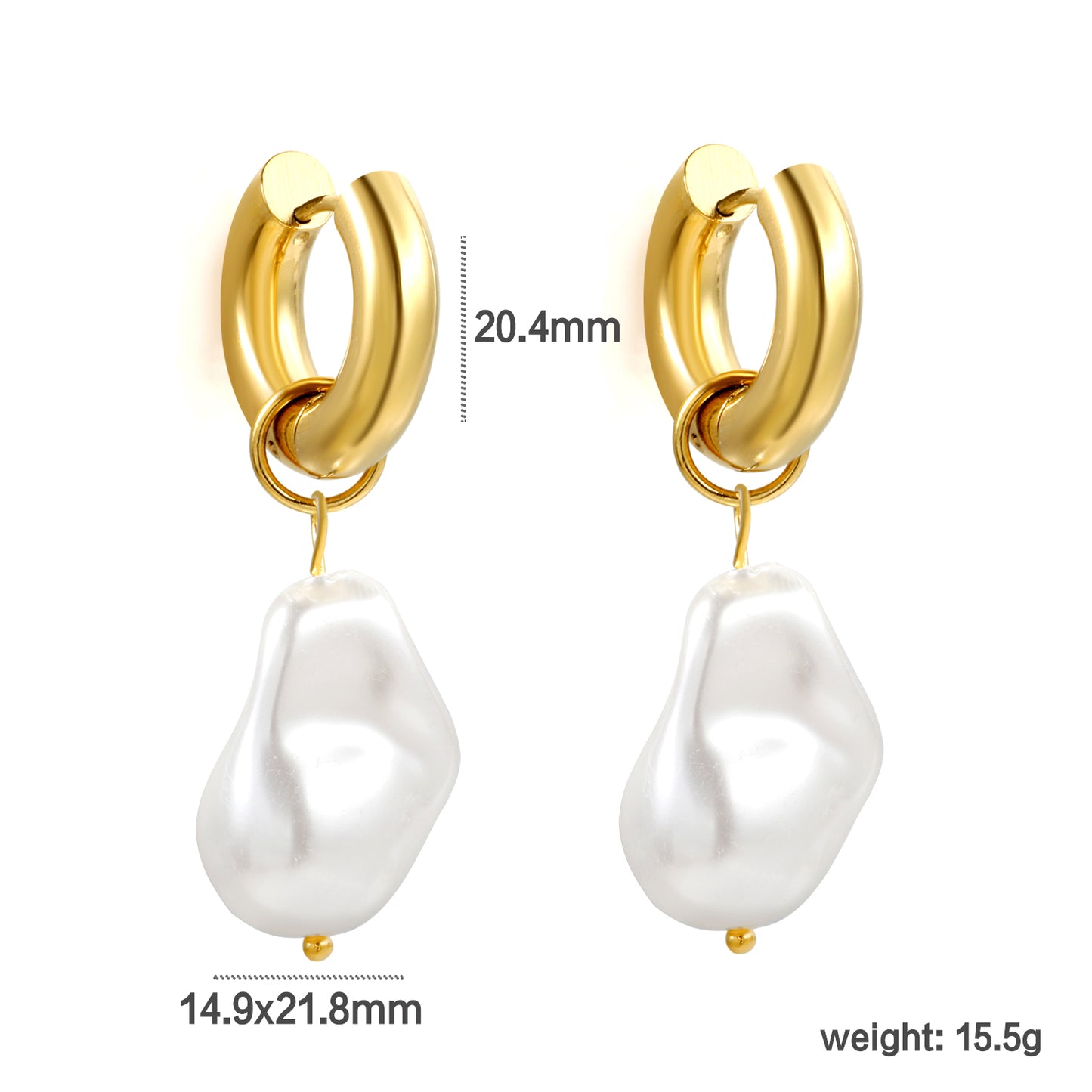 Wholesale Stainless Steel Circle with Shaped White Pearl Earrings