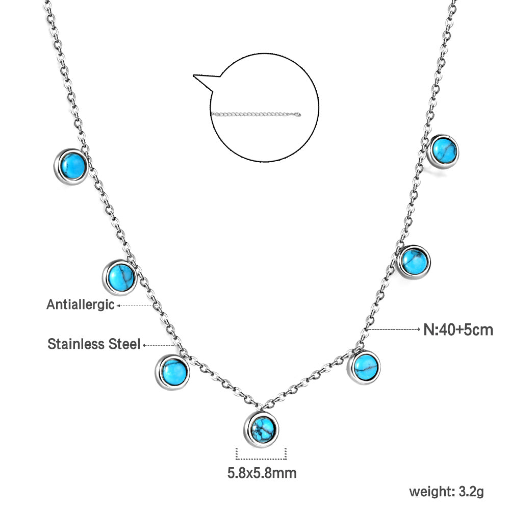 Wholesale Stainless Steel Inlaid Pearl & Green CZ Necklace Cute Style