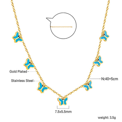 Wholesale Gold Tone Blue / Pink - adorned Necklace Sweet Style