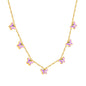 Wholesale Gold Tone Blue / Pink - adorned Necklace Sweet Style