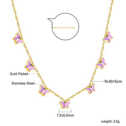 Wholesale Gold Tone Blue / Pink - adorned Necklace Sweet Style