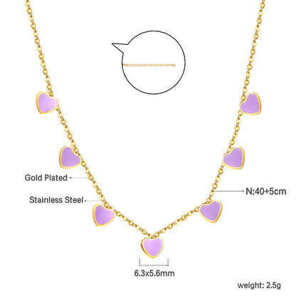 Wholesale Stainless Steel Red Heart - shaped Pendant Necklace Sweet Style