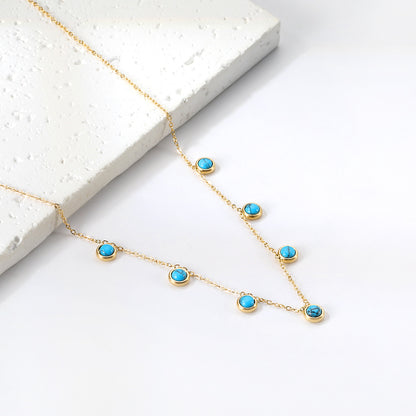 Wholesale Stainless Steel Inlaid Pearl & Green CZ Necklace Cute Style