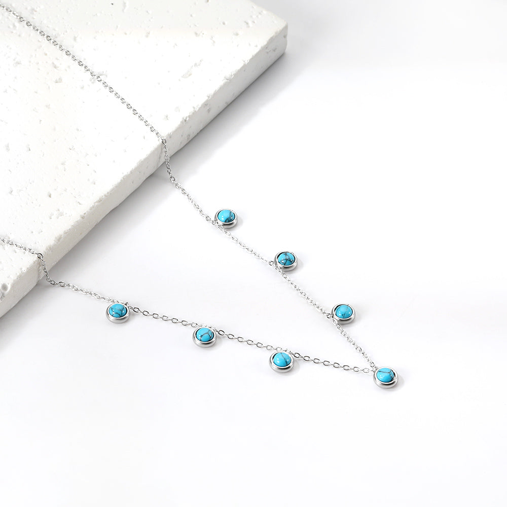 Wholesale Stainless Steel Inlaid Pearl & Green CZ Necklace Cute Style