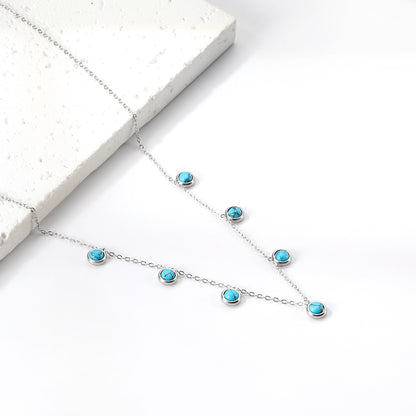 Wholesale Stainless Steel Inlaid Pearl & Green CZ Necklace Cute Style