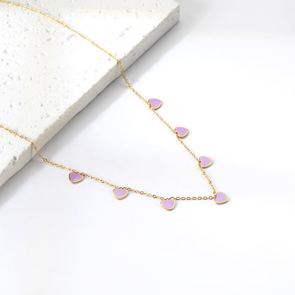 Wholesale Stainless Steel Red Heart - shaped Pendant Necklace Sweet Style