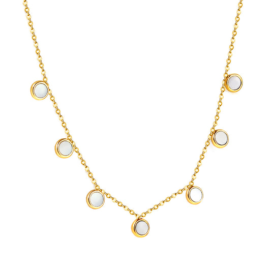 Wholesale stainless steel golden white shell chain necklace, elegant and exquisite