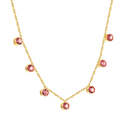 Wholesale Stainless Steel Red CZ Necklace New Style