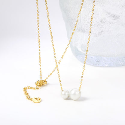 Wholesale Stainless Steel 2pcs Size White Pearls Necklace