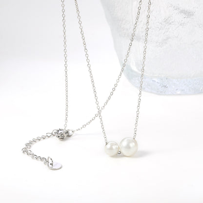 Wholesale Stainless Steel 2pcs Size White Pearls Necklace