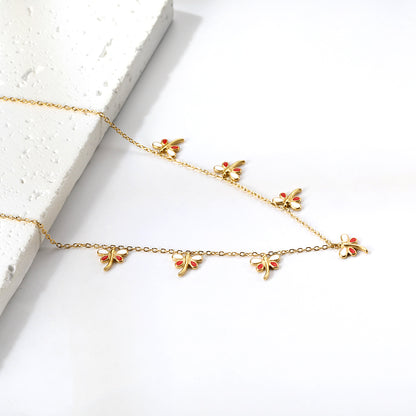 Wholesale Gold Tone Small Flower Decor Necklace Delicate Bloom