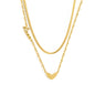 Bulk Gold toned Stainless Steel Double layer Chain with Heart Accent Necklace Fashionable Style