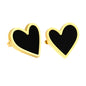 Wholesale Stainless Steel Heart Stud Earrings with Black Shells Regal Sparkle