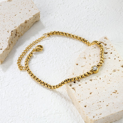 Wholesale 18K Gold Plated Luxe White Diamond Inlay Bracelet