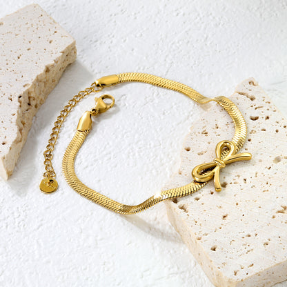 Bulk 18K Gold Plated Romantic Bow Blade Chain Bracelet