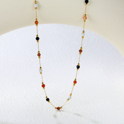Bulk 18K Gold Plated Natural Bead & Colored Stone Pendant Necklace