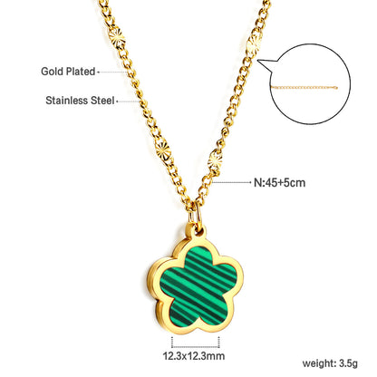 Wholesale Stainless Steel Five - petal Flower Pendant Necklace Elegant Style