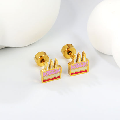 Wholesale 18K Gold Santa Stud Earrings Festive Joy