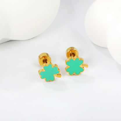 Wholesale 18K Gold Clover Stud Earrings Lucky Design