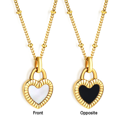 Wholesale Gold Tone White+Black / Red+Black / Green Heart Pendant Necklace Passionate Charm