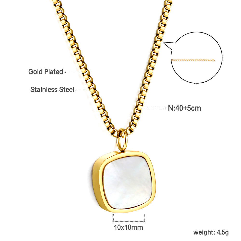 Wholesale Square Mother of white shell Necklace Simple Noble Style