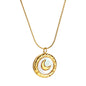 Wholesale stainless steel white shell & moon pattern necklace, dreamy and romantic style