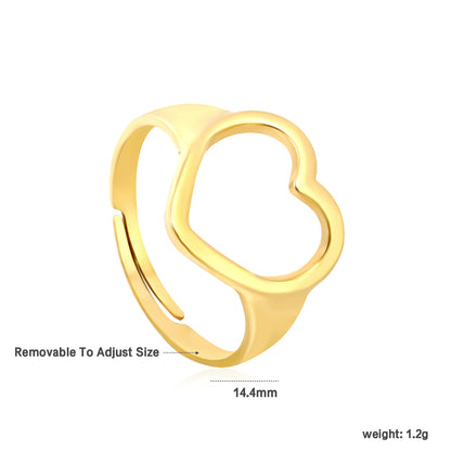 Wholesale Minimalist Openwork Heart 18K Gold Stainless Steel Ring