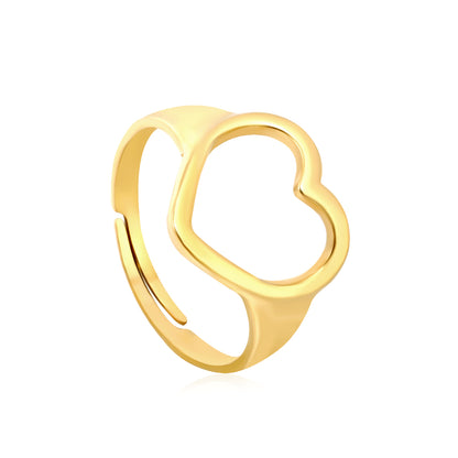 Wholesale Minimalist Openwork Heart 18K Gold Stainless Steel Ring