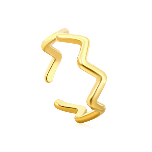 Wholesale Wavy Line Open 18K Gold Stainless Steel Ring