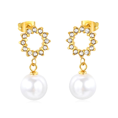 Golden gummy bead pendant + round with white diamond hoop earrings jewelry supplier