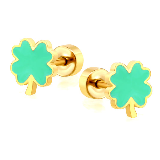 Wholesale 18K Gold Clover Stud Earrings Lucky Design