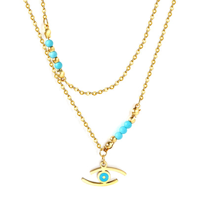 Bulk Gold Tone Double - layer Chain Gold Decor Necklace Luxurious Shine