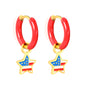 Wholesale Red Hoop Earrings with Star Charm