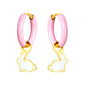 Wholesale Pink Hoop Earrings with White Rabbit Charm