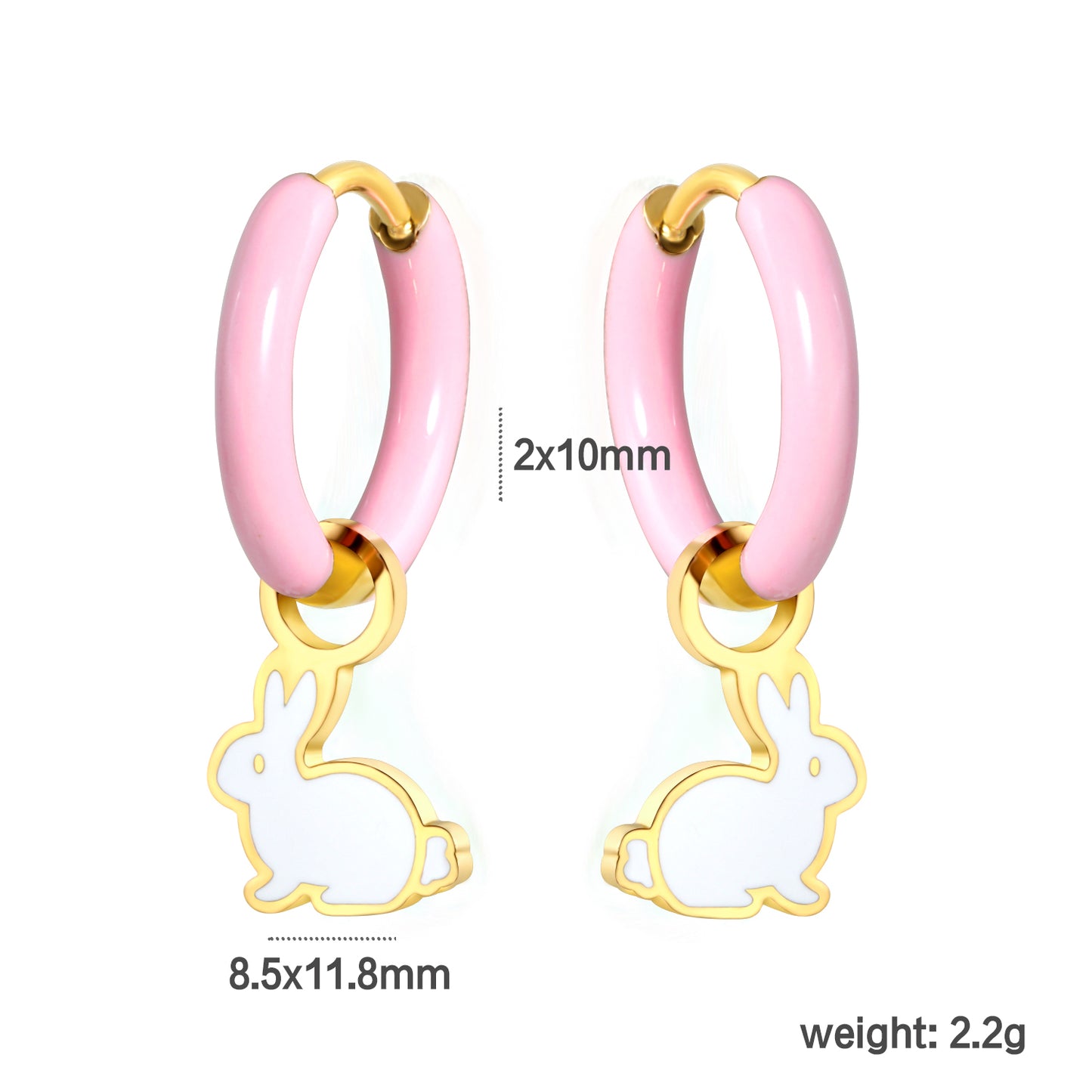 Wholesale Pink Hoop Earrings with White Rabbit Charm