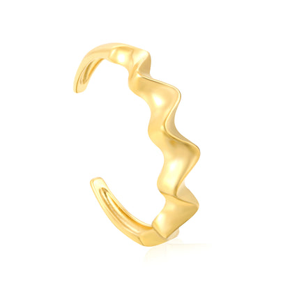 Bulk Waterproof PVD Gold 14mm Irregular Wave Satin Wide Bangle