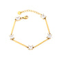 Bulk Waterproof PVD Gold Bamboo Rod & Square CZ Bracelet