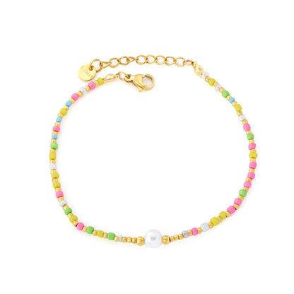 Fresh Multi-Texture PVD Gold Pearl & Millet Bead Bracelet