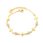 Wholesale Waterproof PVD Gold Star & Round CZ Charm Bracelet