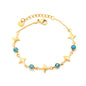 Wholesale Waterproof PVD Gold Star & Round CZ Charm Bracelet