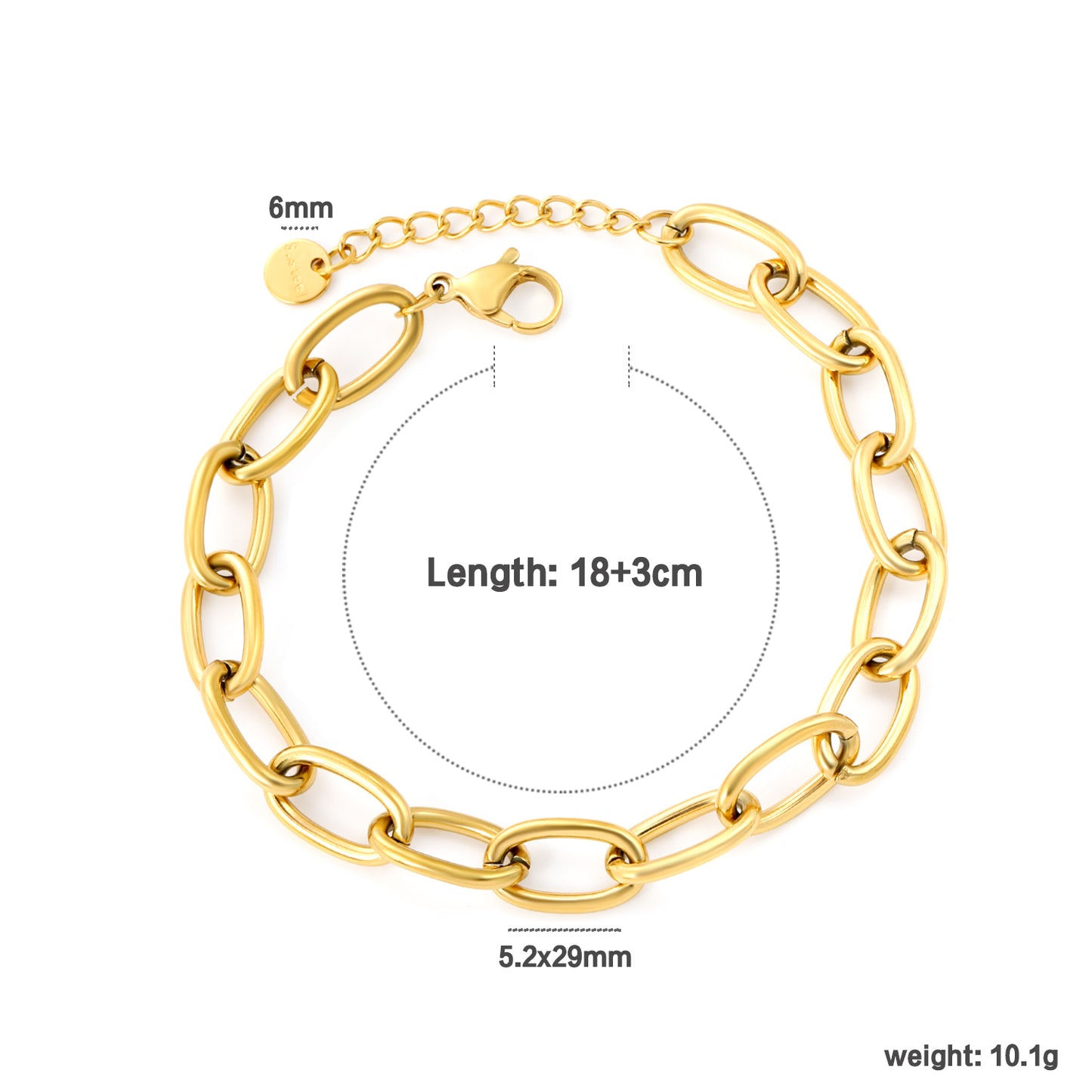 Minimalist Industrial PVD Gold Link & Cross Chain Bracelet