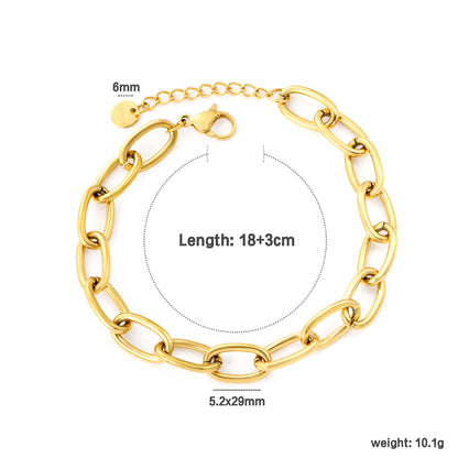 Minimalist Industrial PVD Gold Link & Cross Chain Bracelet