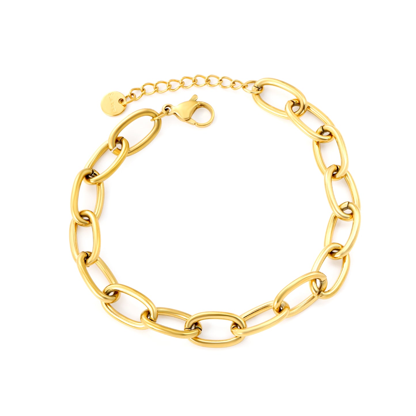 Minimalist Industrial PVD Gold Link & Cross Chain Bracelet