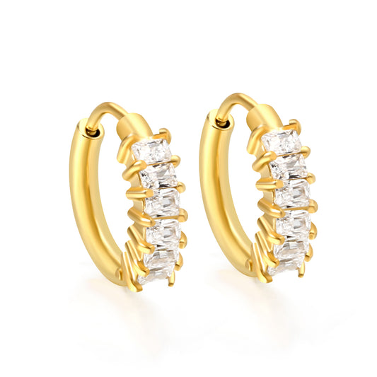 Wholesale Gold Hoop Earrings with Dense Diamond Inlay for Jewelry Vendors