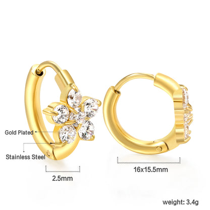 Wholesale Gold Flower - Shaped Hoop Earrings with Sparkling Diamond Accents for Jewelry Suppliers