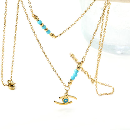 Bulk Gold Tone Double - layer Chain Gold Decor Necklace Luxurious Shine