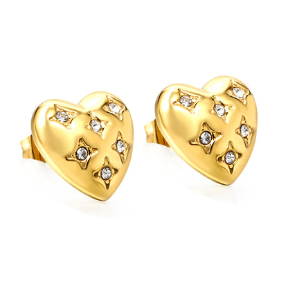 Wholesale 18k Gold Diamond Heart Earrings Glamorous Touch
