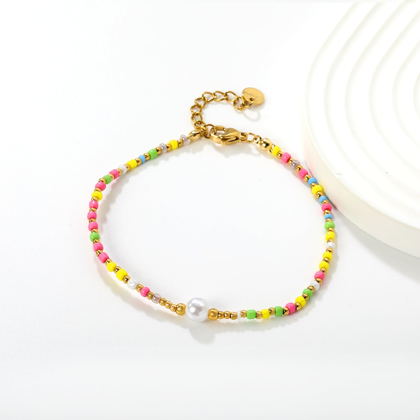 Fresh Multi-Texture PVD Gold Pearl & Millet Bead Bracelet