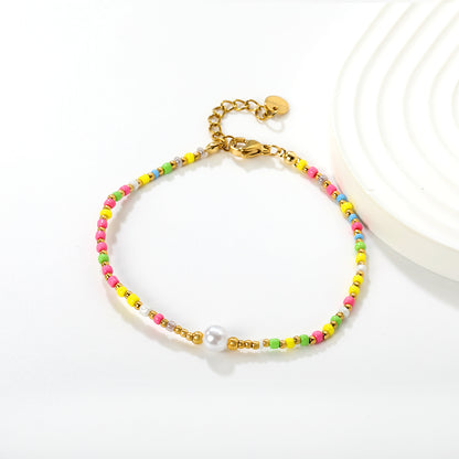 Fresh Multi-Texture PVD Gold Pearl & Millet Bead Bracelet